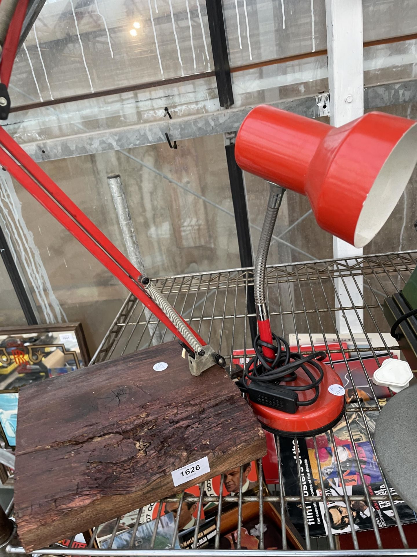 A VINTAGE RED ANGLE POISE LAMP AND A FURTHER ADJUSTABLE LAMP - Image 2 of 2