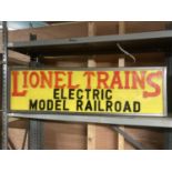 A LIONEL TRAINS ELECTRIC MODEL RAILROAD ILLUMINATED LIGHTBOX SIGN