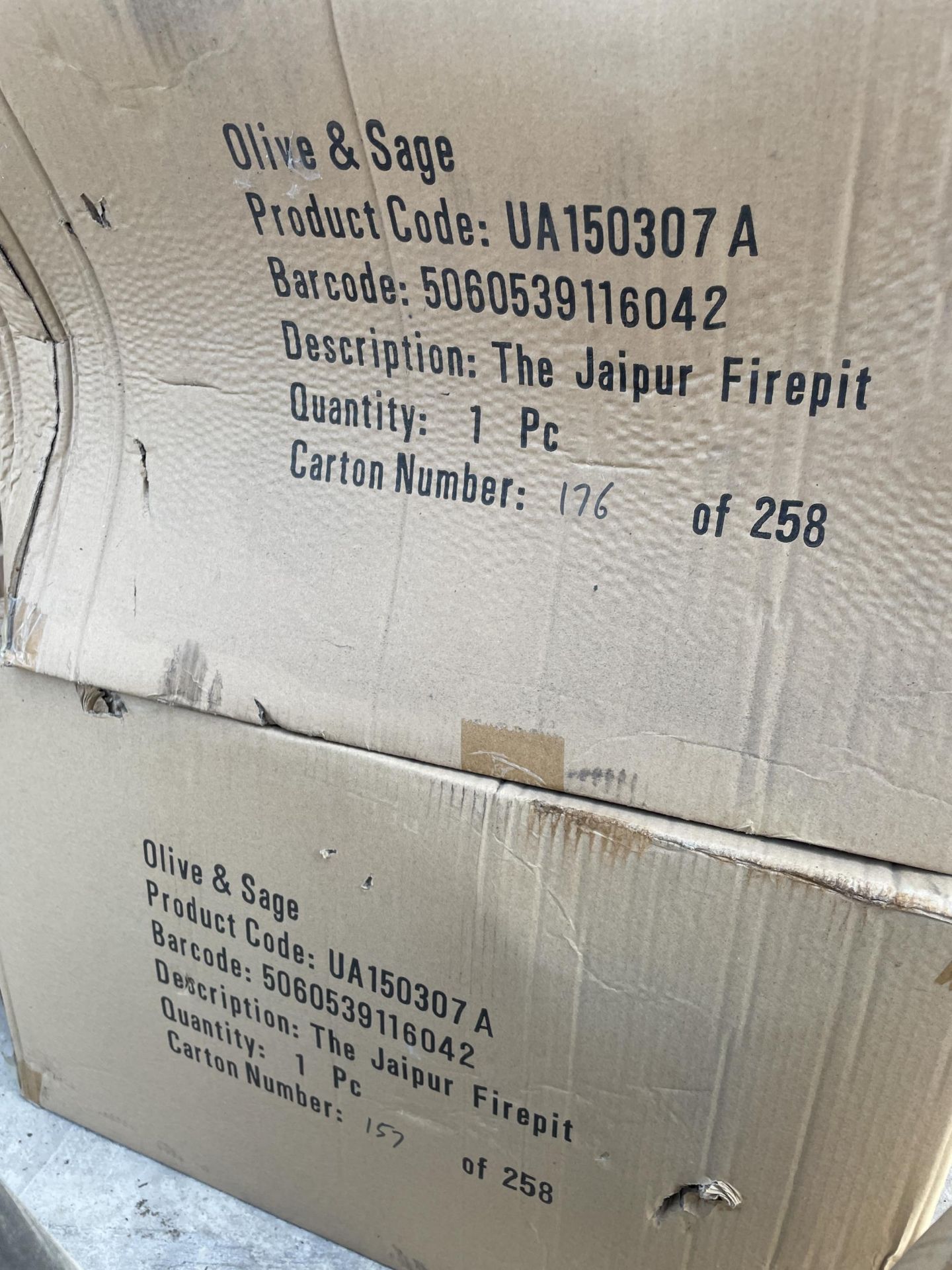 TWO NEW AND BOXED OLIVE AND SAGE JAIPUR FIREPITS - Image 2 of 2