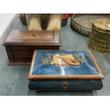 TWO JEWELLERY BOXES TO INCLUDE INLAID AND WOODEN EXAMPLE