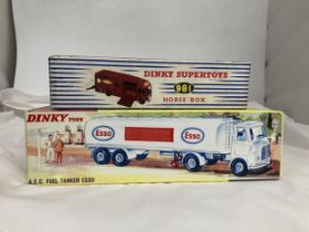 TWO BOXED DINKY MODELS NO. 945 - AN ESSO FUEL TANKER AND NO. 981 - A HORSEBOX