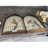 A PAIR OF WALL MOUNTED BIRD CAGES