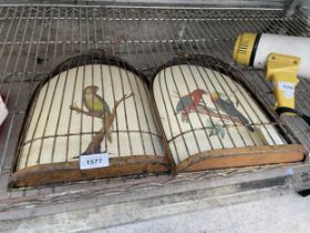 A PAIR OF WALL MOUNTED BIRD CAGES