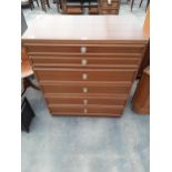 A RETRO AVALON CHEST OF SIX DRAWERS, 33" WIDE