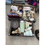 AN ASSORTMENT OF HOUSEHOLD ITEMS TO INCLUDE CERAMICS AND BOOKS ETC