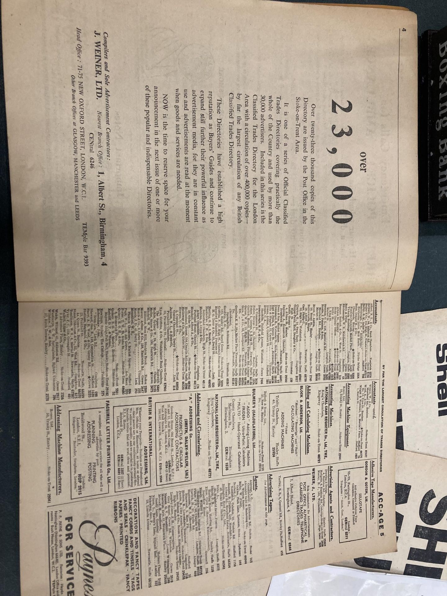 A VINTAGE 1951 STOKE ON TRENT TELEPHONE DICTIONARY - Bild 3 aus 6