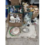 A LARGE ASSORTMENT OF ITEMS TO INCLUDE VINTAGE DOLLS, TANKARDS AND CERAMIC BELLS ETC