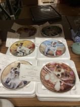 SIX DANBURY MINT, JACK RUSSELL THEMED CABINET PLATES WITH CERTIFICATES
