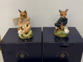 TWO HAND PAINTED AND BOXED LIMITED EDITION ROYAL STRATFORD FOX FIGURES ONE 726/2500 THE OTHER 724/