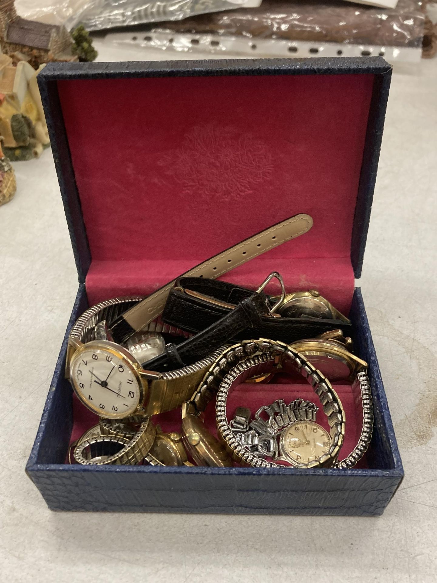A BOX OF ASSORTED WATCHES TO INCLUDE RICHMOND, YEMA, INGERSOL ETC