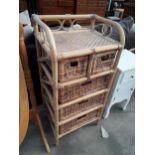 A BAMBOO BATHROOM CHEST OF FIVE DRAWERS, 18" WIDE