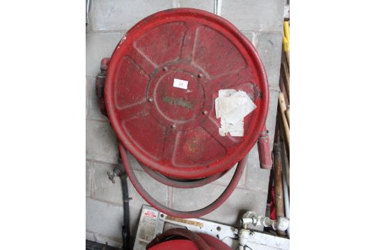 A MATHER & PLATT FIRE HOSE REEL AND FIRE HOSE