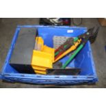 AN ASSORTMENT OF TOOLS TO INCLUDE LIN BINS, LOPPERS AND BOLT CUTTERS ETC