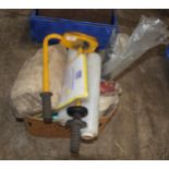 AN ASSORTMENT OF ITEMS TO INCLUDE A WHEEL LOCK, CABLE TIES AND SHRINK WRAP ETC