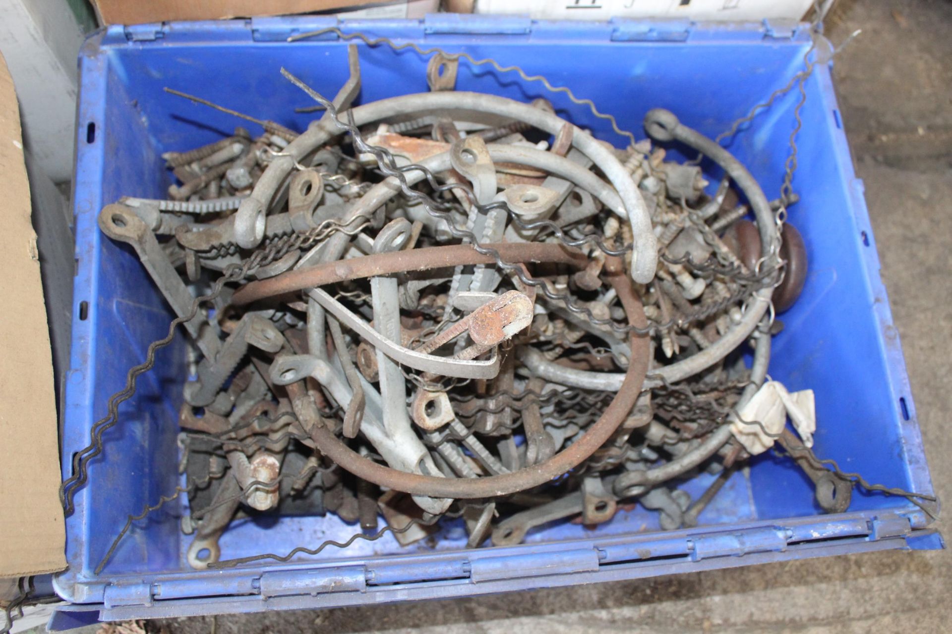 SIX BOXES OF ASSORTED METAL BRACKETS, HINGES AND BOLTS ETC - Image 6 of 6