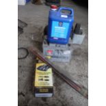 AN ASSORTMENT OF ITEMS TO INCLUDE A BATTERY CHARGER, A CAR BATTERY AND A DRUM OF ANTIFREEZE ETC