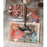 AN ASSORTMENT OF ITEMS TO INCLUDE A SHARPENING STONE, TRACTOR PINS AND SPRINGS ETC