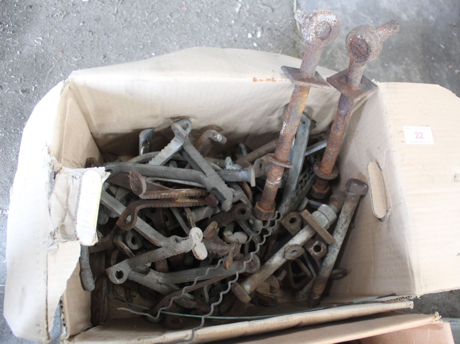 SIX BOXES OF ASSORTED METAL BRACKETS, HINGES AND BOLTS ETC - Image 2 of 6