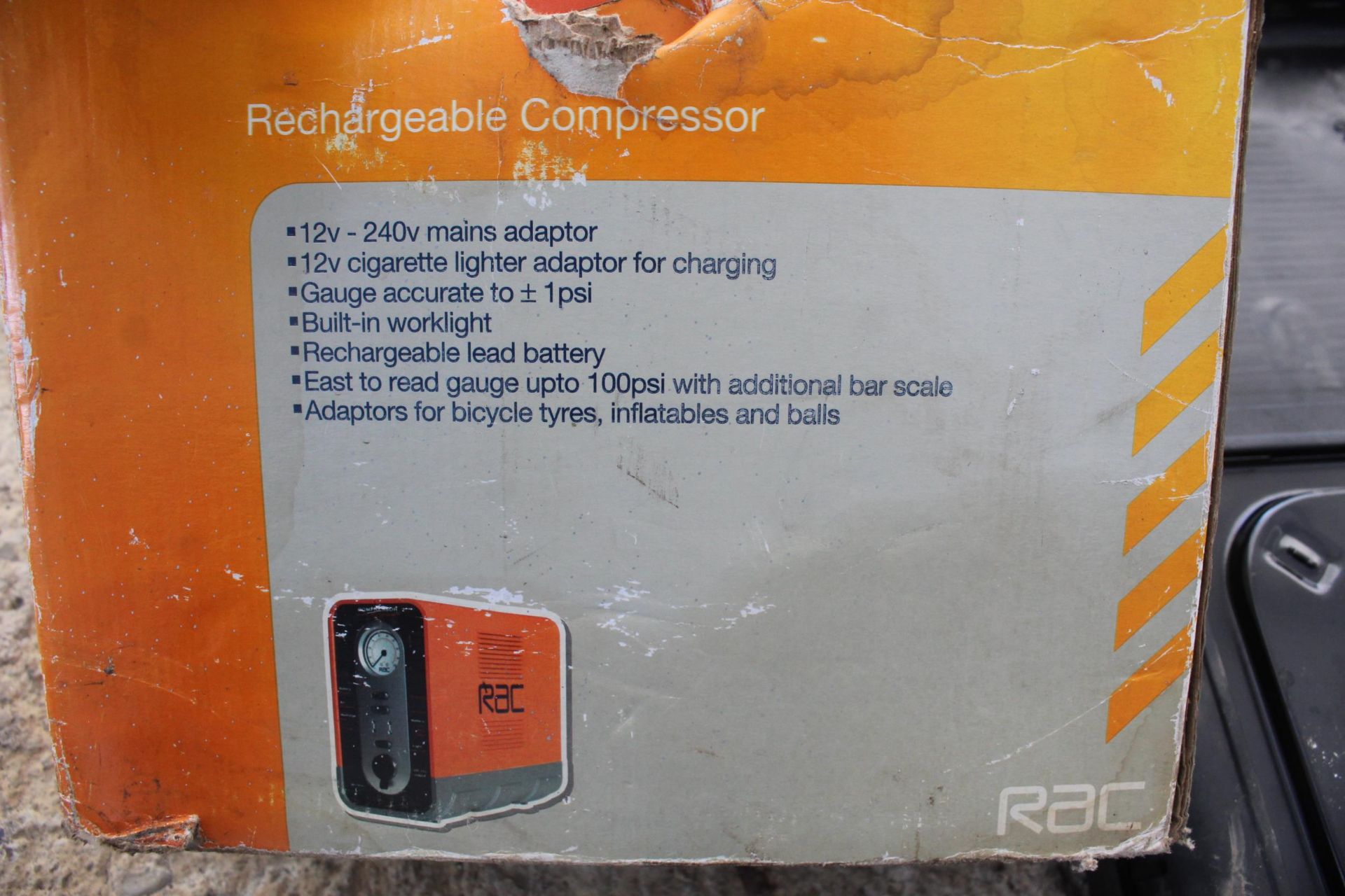 RAC RECHARGEABLE COMPRESSOR (WORKING) AND CAMPING STORE NO VAT - Image 3 of 3