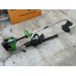 A GREEN MACHINE 2300 PETROL GRASS STRIMMER AND AN ELECTRIC HEDGE TRIMMER NO VAT