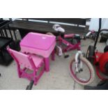 CHILDS BIKE, DESK AND CHAIR NO VAT