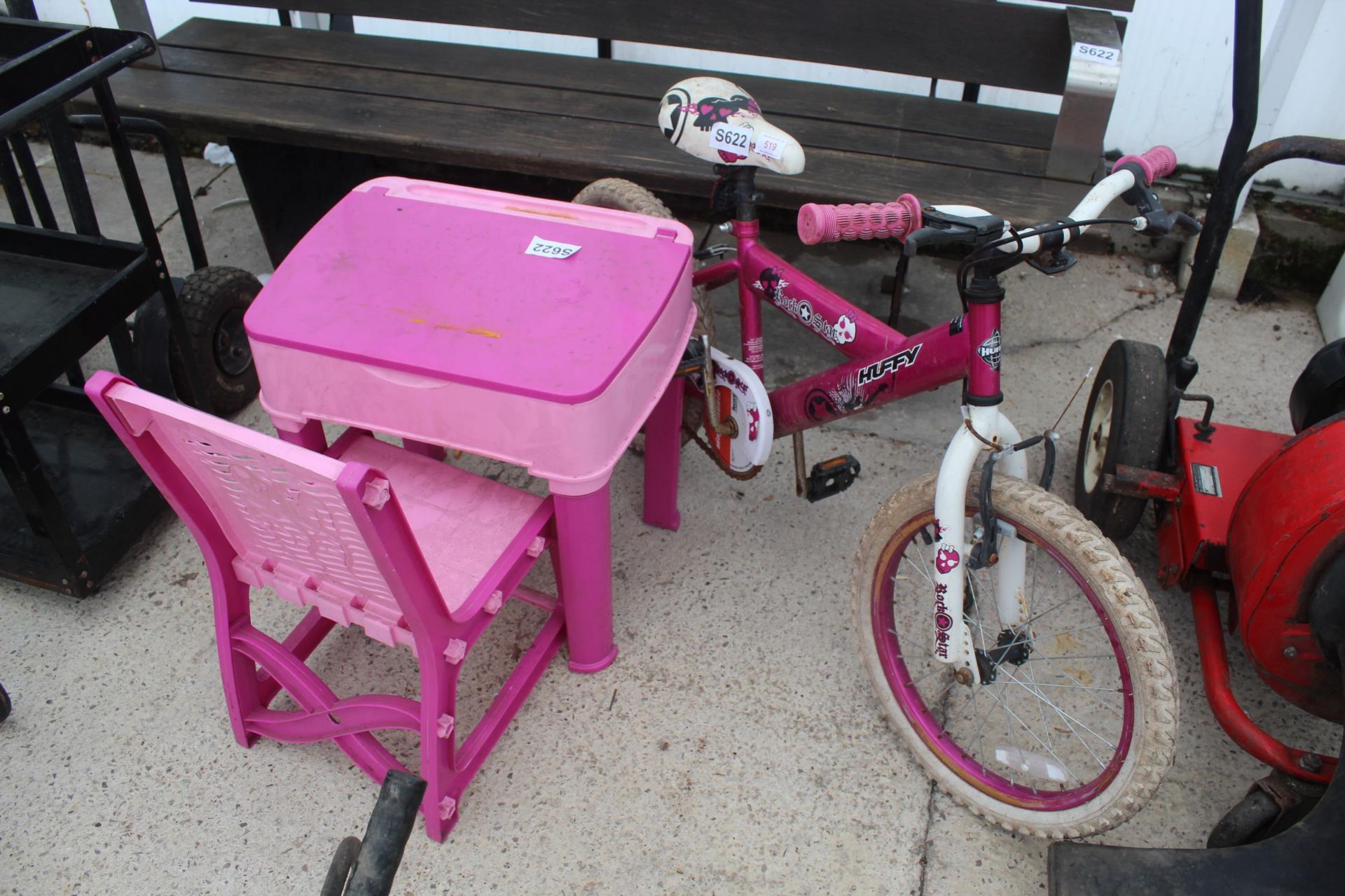CHILDS BIKE, DESK AND CHAIR NO VAT