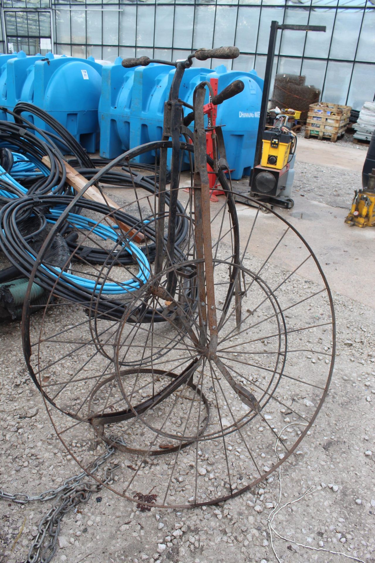 TWO PENNY FARTHING GARDEN SCULPTURES NO VAT