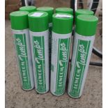 8 TINS OF GREEN SPRAY PAINT NO VAT