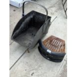 AN ASSORTMENT OF FIRESIDE ITEMS TO INCLUDE A GRATE AND A COAL BUCKET NO VAT