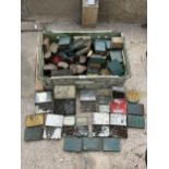 A LARGE ASSORTMENT OF VINTAGE TINS TO INCLUDE VARIOUS HARDWARE NO VAT