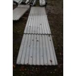 4 GALVANISED CORRUGATED 12' LONG SHEETS WITH STIPPLED FINISH AND 7 OFFCUTS 2 -5 FT LONG + VAT