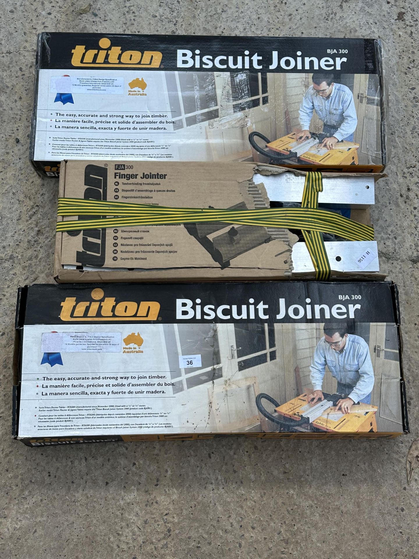 TWO BOXED TRITON BISCUIT JOINERS AND A TRITON FINGER JOINER NO VAT