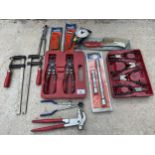 AN ASSORTMENT OF TOOLS TO INCLUDE CLAMPS AND PLIERS ETC NO VAT