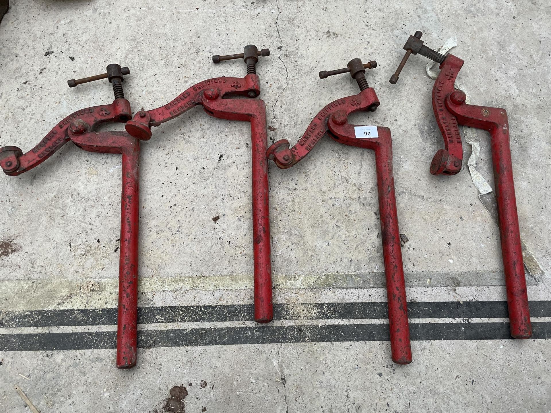 A SET OF FOUR MARPLES HOLDFAST BENCH CLAMPS NO VAT
