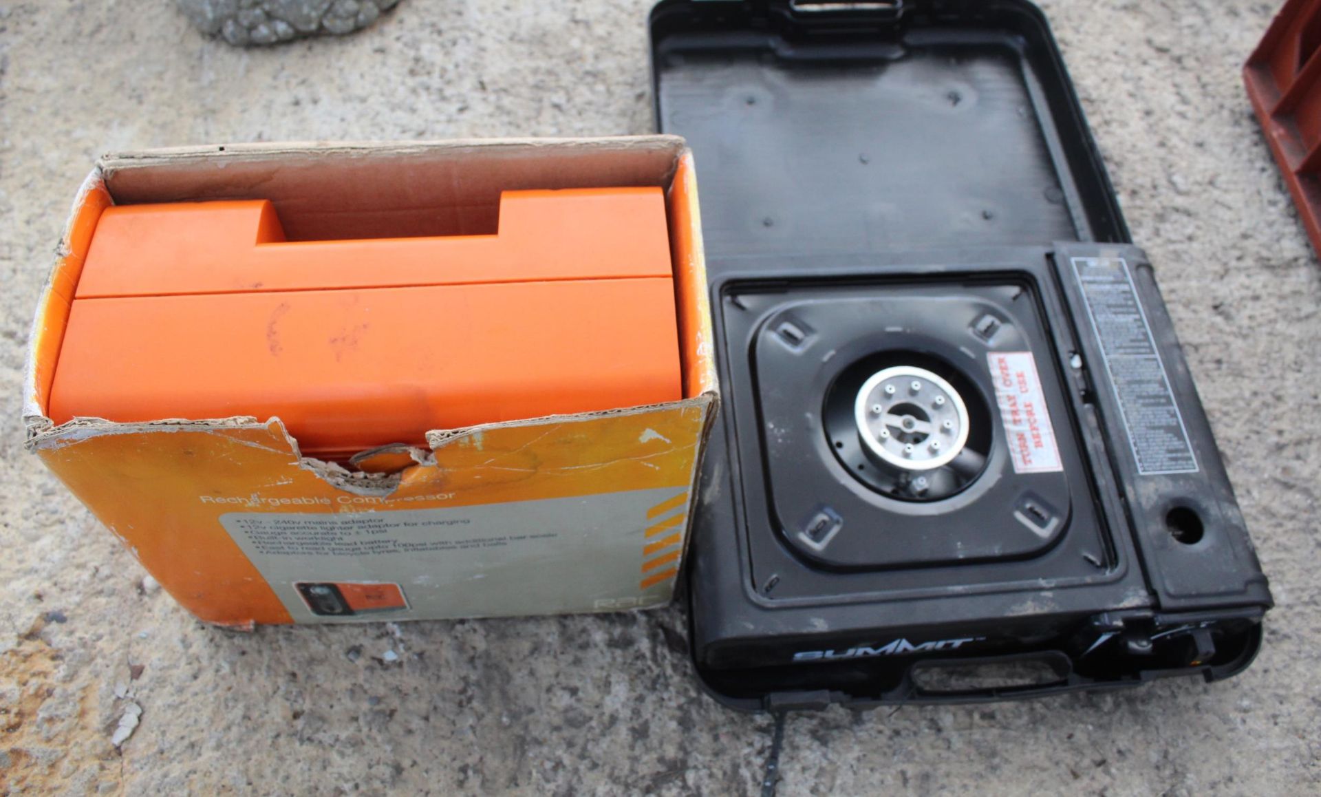 RAC RECHARGEABLE COMPRESSOR (WORKING) AND CAMPING STORE NO VAT
