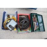 GREEN TOOL BOX WITH CONTENTS AND PETROL PIPE NO VAT