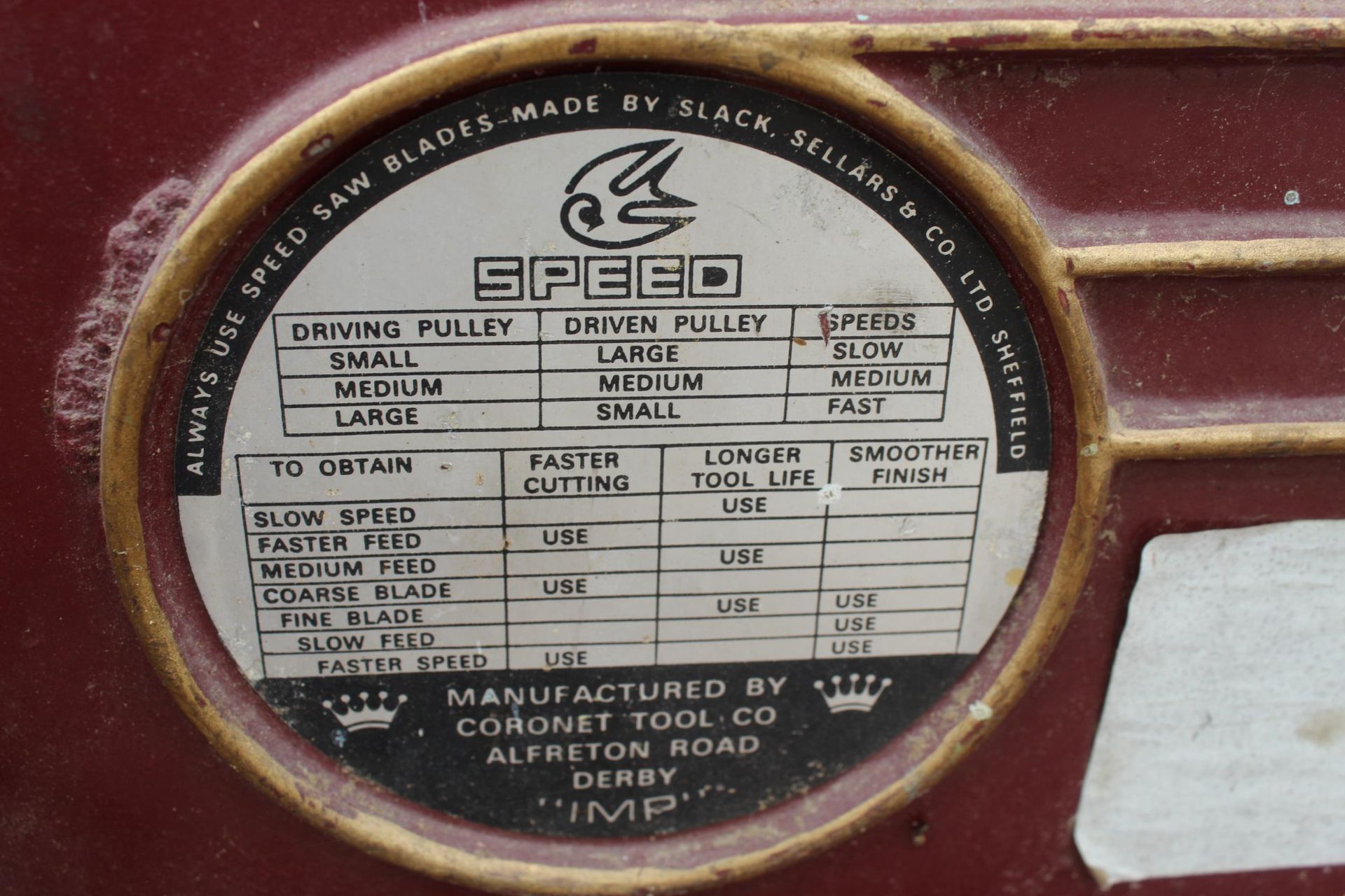 CORONET SPEED BANDSAW NO VAT - Image 5 of 6