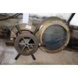 2 SMALL PORT HOLES, STEERING WHEEL AND 3 LARGE PORT HOLES WITH GLASS NO VAT