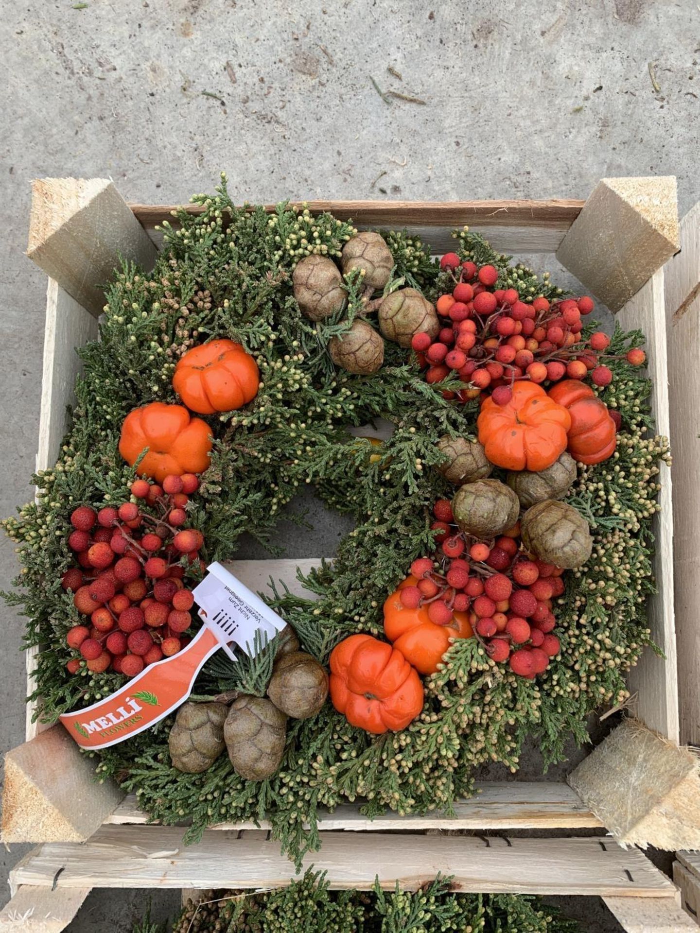 SIX WINTER WREATHS IN A PRESENTATION CRATE + VAT TO BE SOLD FOR THE SIX - Image 13 of 14