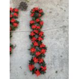 FIVE RED POINSETTIA WREATHS + VAT TO BE SOLD FOR THE FIVE