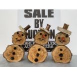 THREE LOG SNOWMAN DECORATIONS + VAT TO BE SOLD FOR THE THREE