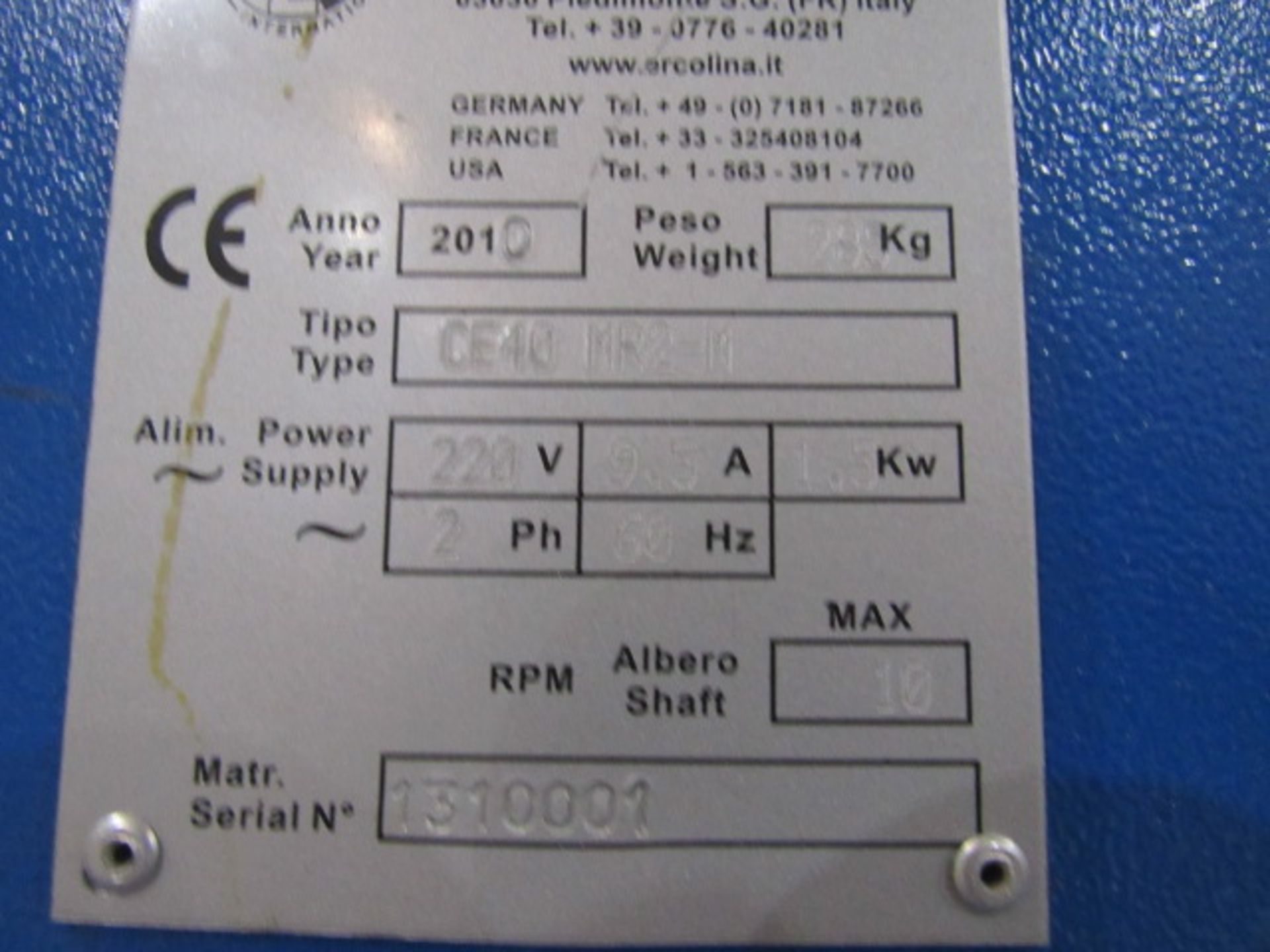 Ercolina Model CE40 MR2-M Angle Roll Bender - Image 7 of 7