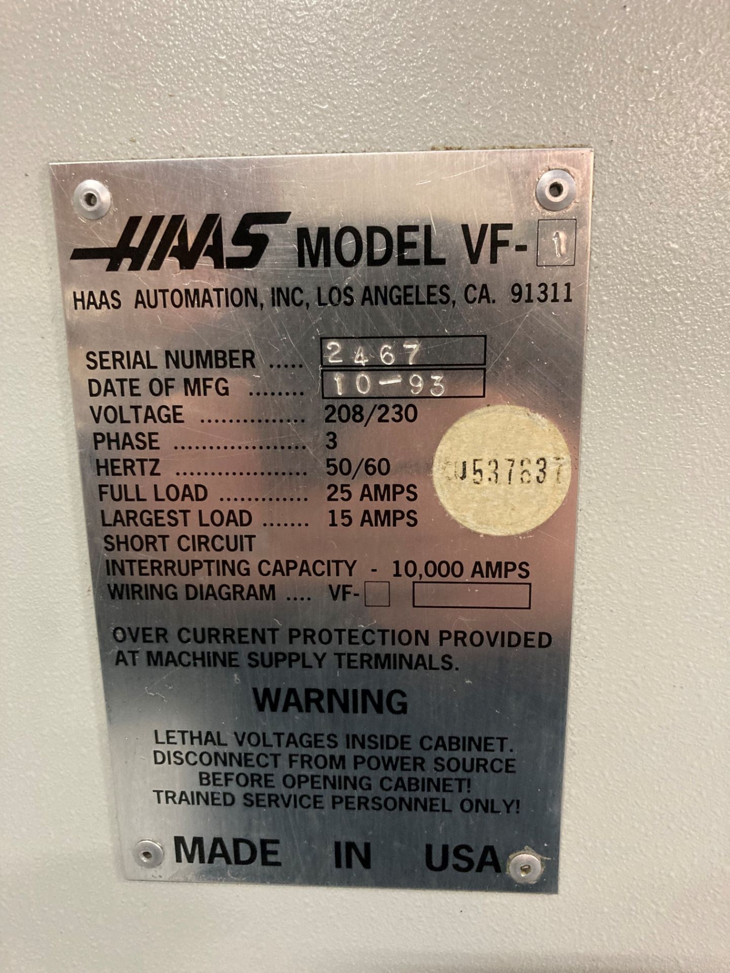 HAAS VF-1 CNC Vertical Machining Center - Bild 6 aus 6