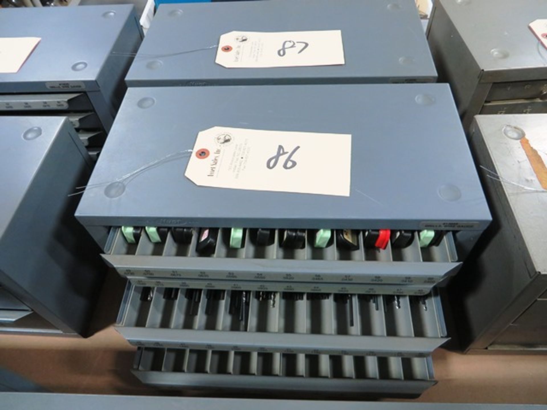 { Option of lots: 84, 85, 86, 87 } Huot 5 Drawer Index Box with Drills