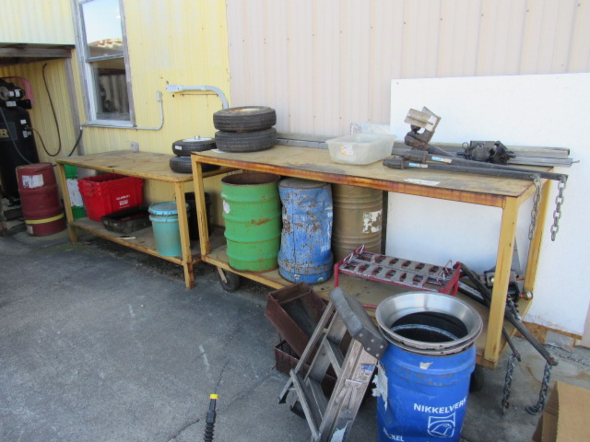 (2) Yellow Steel Work Benches (No Contents)