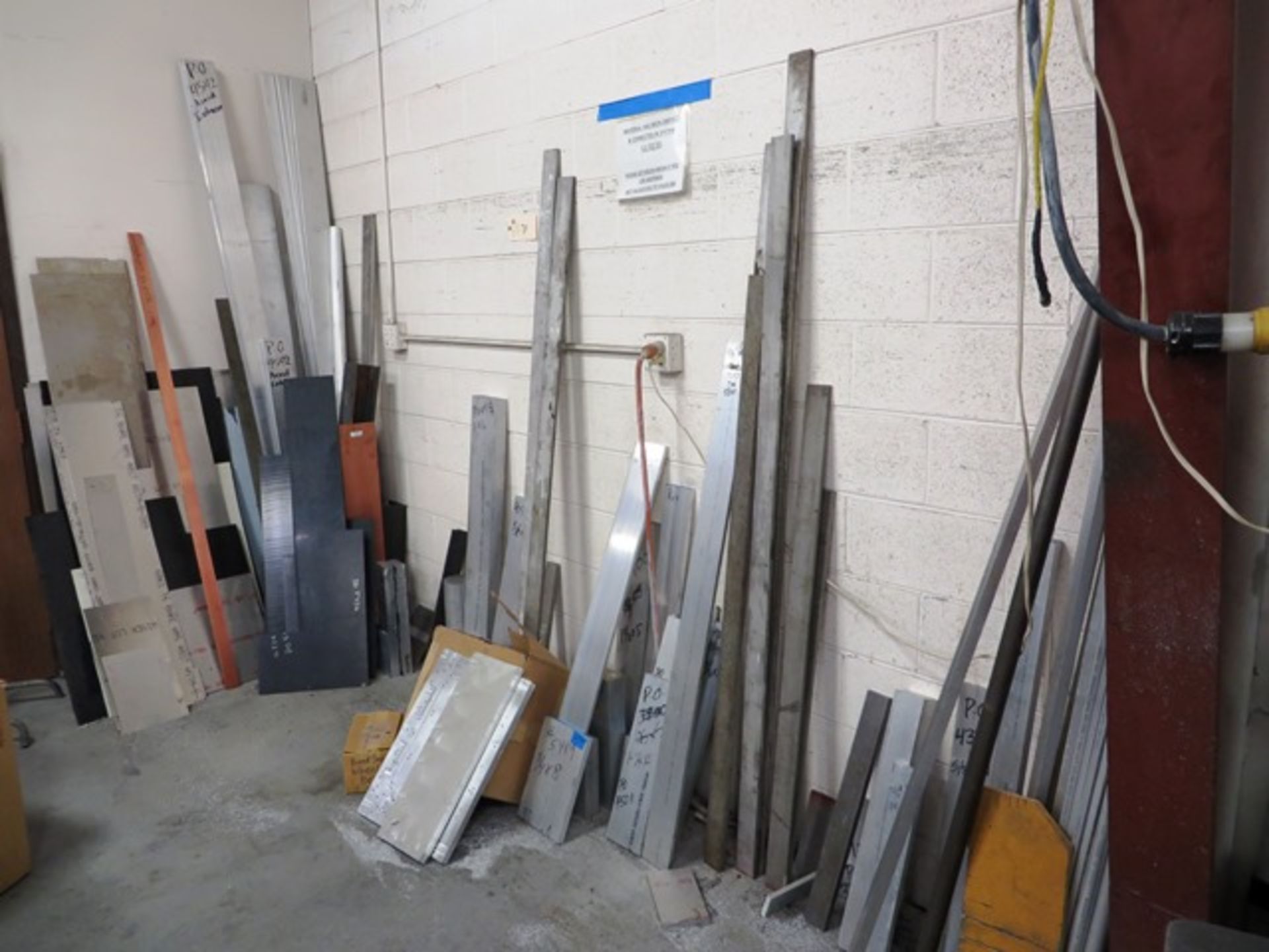 Assorted Flat Stock Along Wall, Aluminum, Steel and Some Copper