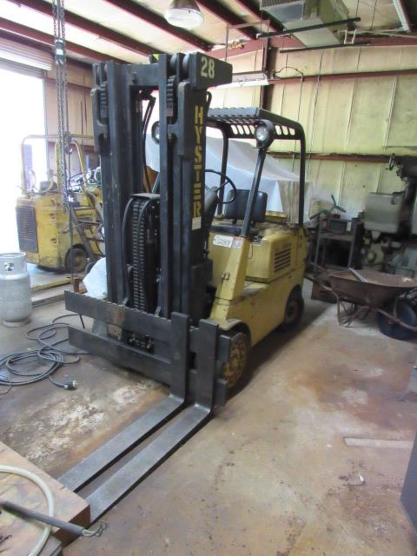 Hyster 80 8,000lb Capacity Propane Forklift with Lights, 3-Stage Mast, 6019 Hours, (4) Hard Tires,