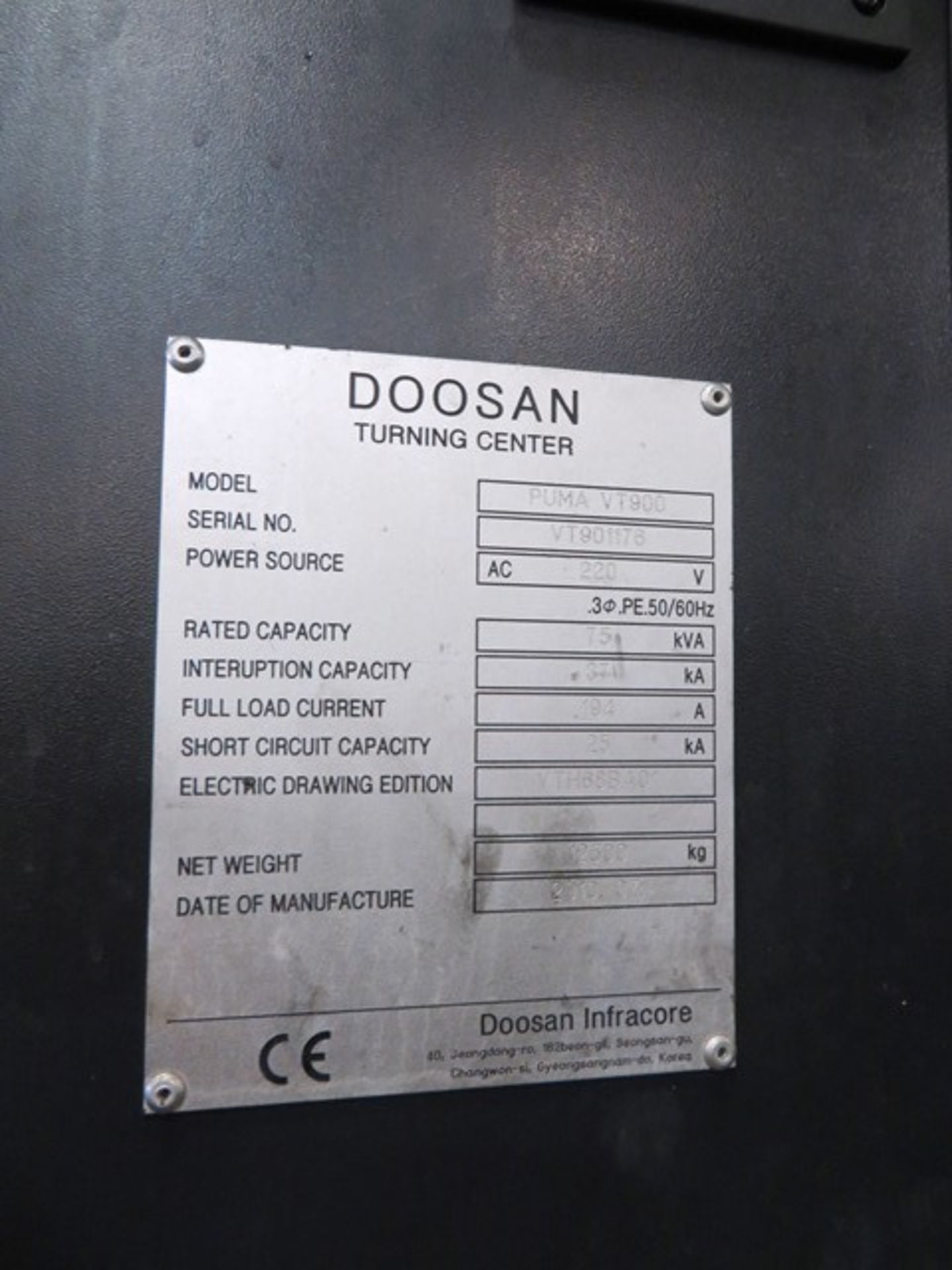 Doosan Puma VT900 CNC Vertical Turning Center - Image 7 of 7