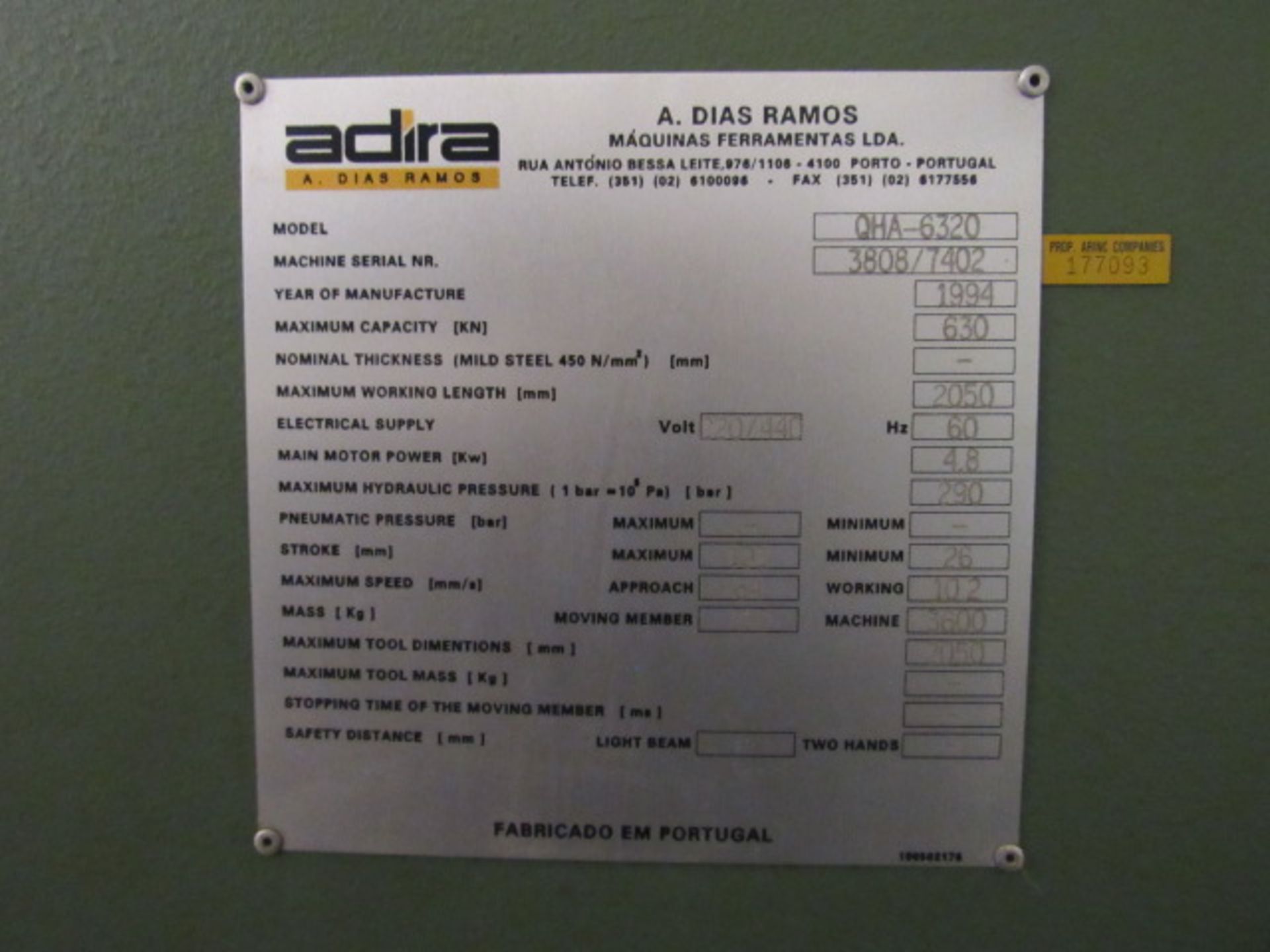 Adira 70 Ton x 6-1/2' Length Hydraulic Press Brake - Image 6 of 6