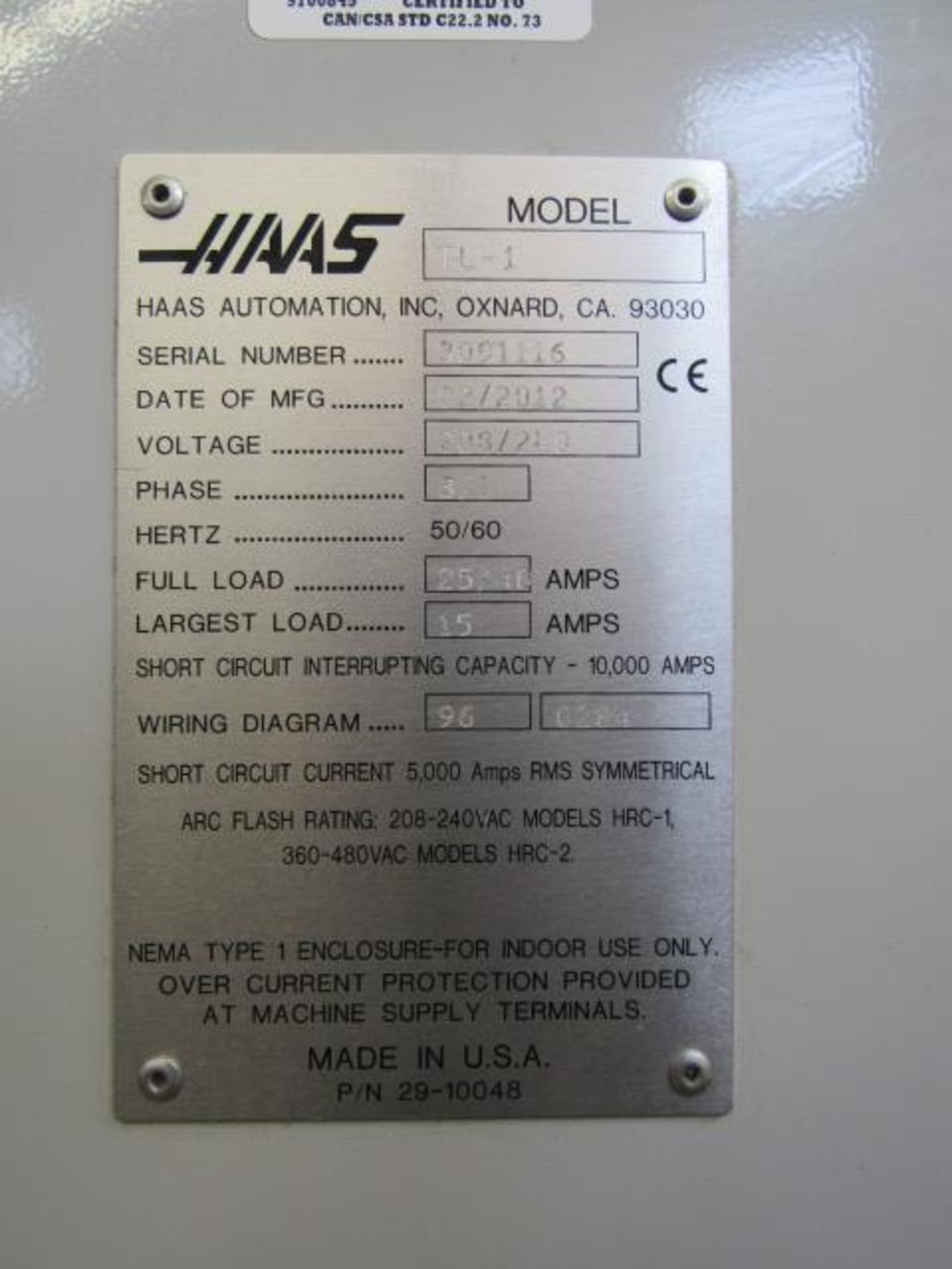 2012 HAAS TL-1 CNC Flatbed Lathe - Image 9 of 9